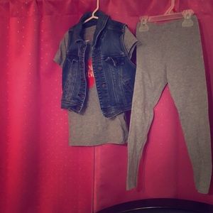 Cute denim girl outfit.